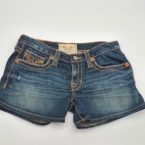 Big Star Unique Women's Blue Denim Shorts with Orange stitching. Sz 29